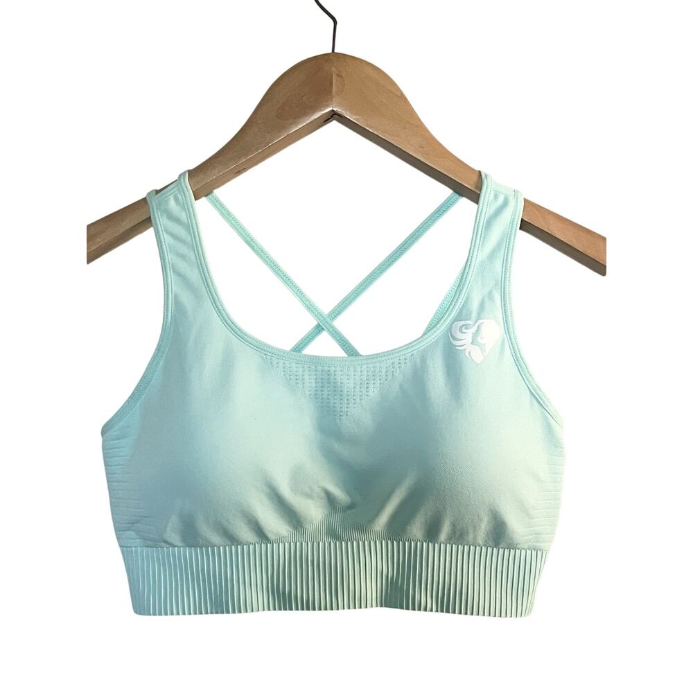 Best Active Seamless Sports Bra Top Women’s Sz Medium Aqua Green/Blue New NWT